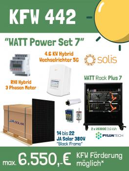 KFW 442 "WATT Power Set 7" inkl. 14 x JA Solar 380W, Solis 4.6 KW Hybrid WR und 7.2 kWh Speicher